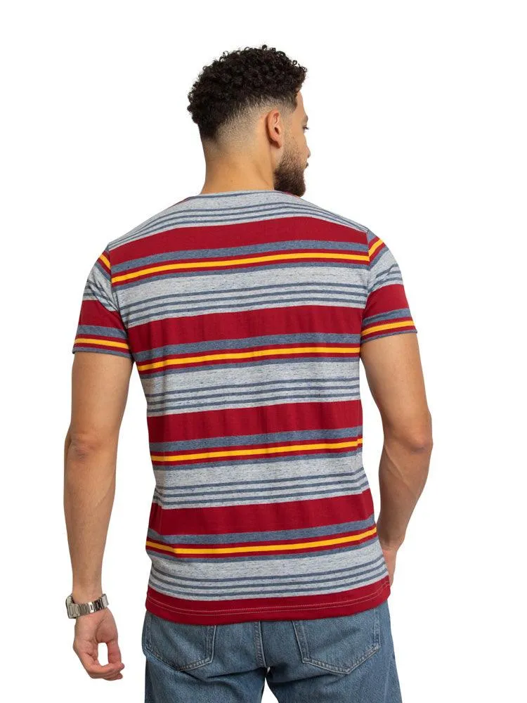Fancy Maroon Striped Round T-shirt