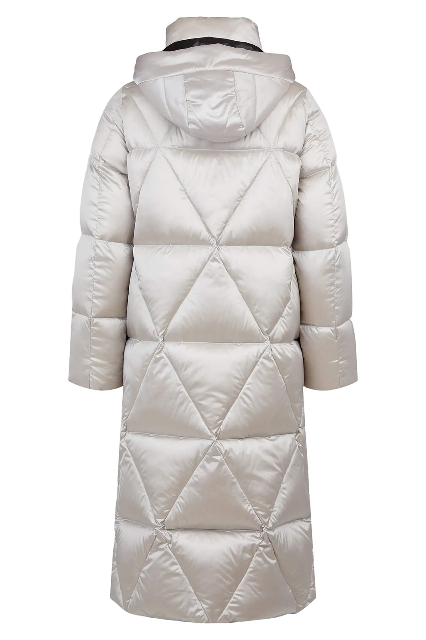Frandsen 567-580-1190 Silver Grey Long Quilted Down Coat