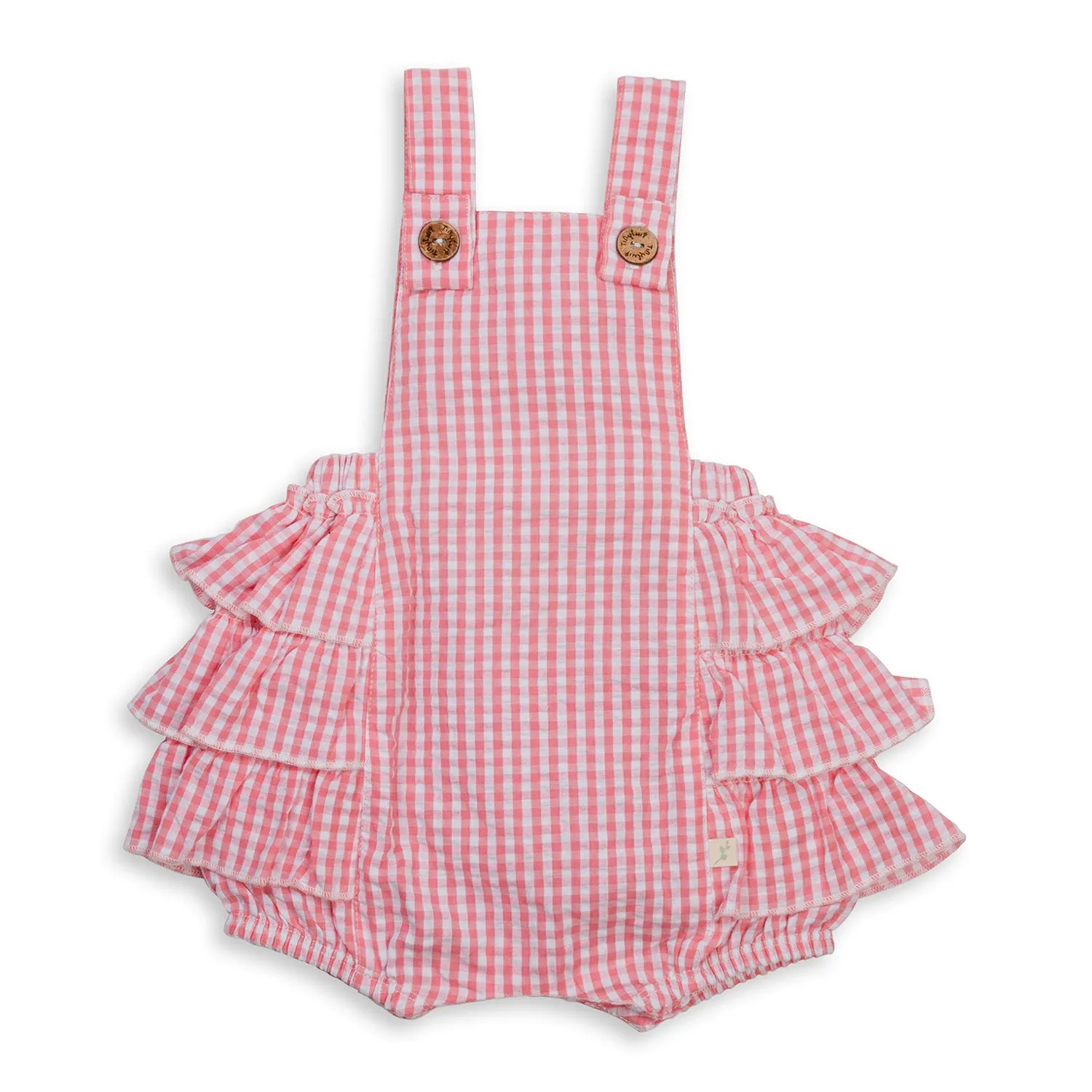 Frill Overall - Berry & whit Gingham