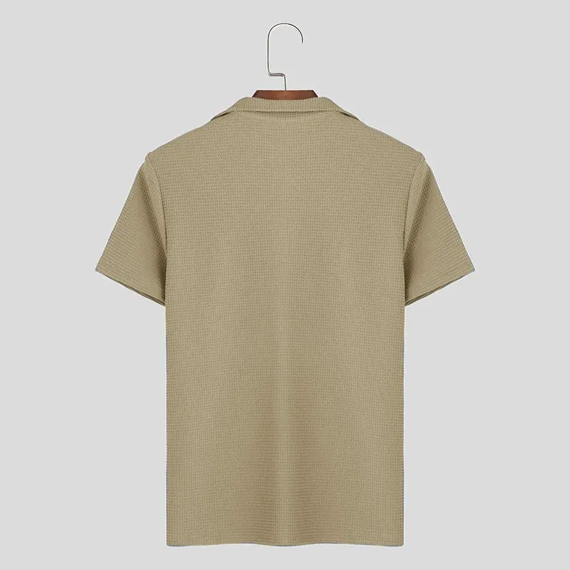 INCERUN Männer T Shirt Einfarbig V-ausschnitt Kurzarm Sommer Casual Tee Tops Streetwear 2024 Mode Freizeit Camisetas S-5XL