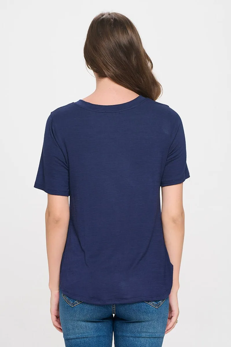 Kaia Twisted Knot V-Neck Slub Top