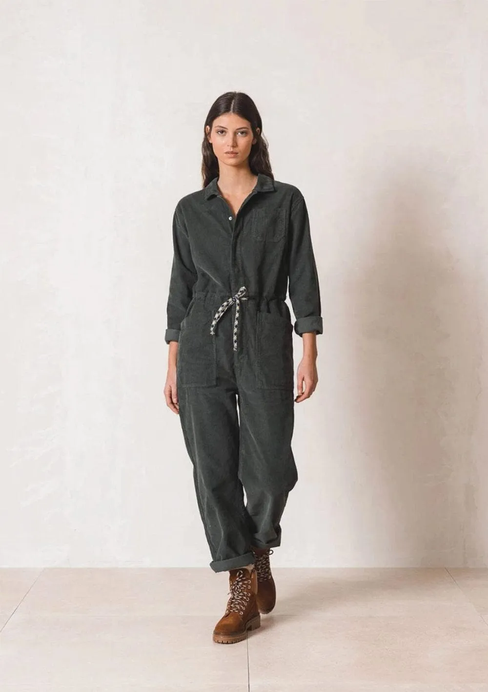 Khaki Cord Jumpsuit | Indi & Cold