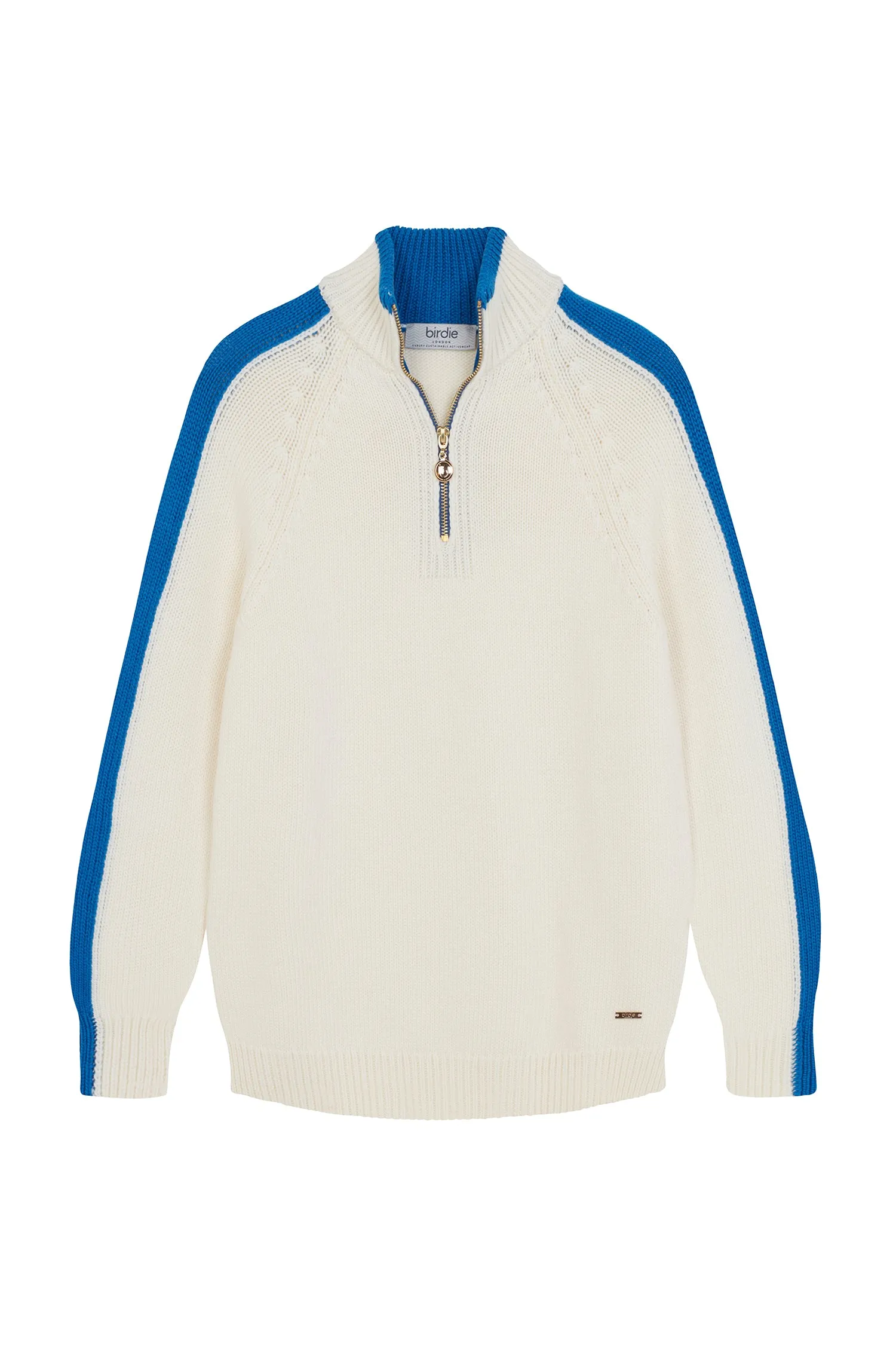 Ladies Birdie Apres jumper in cream & mid blue
