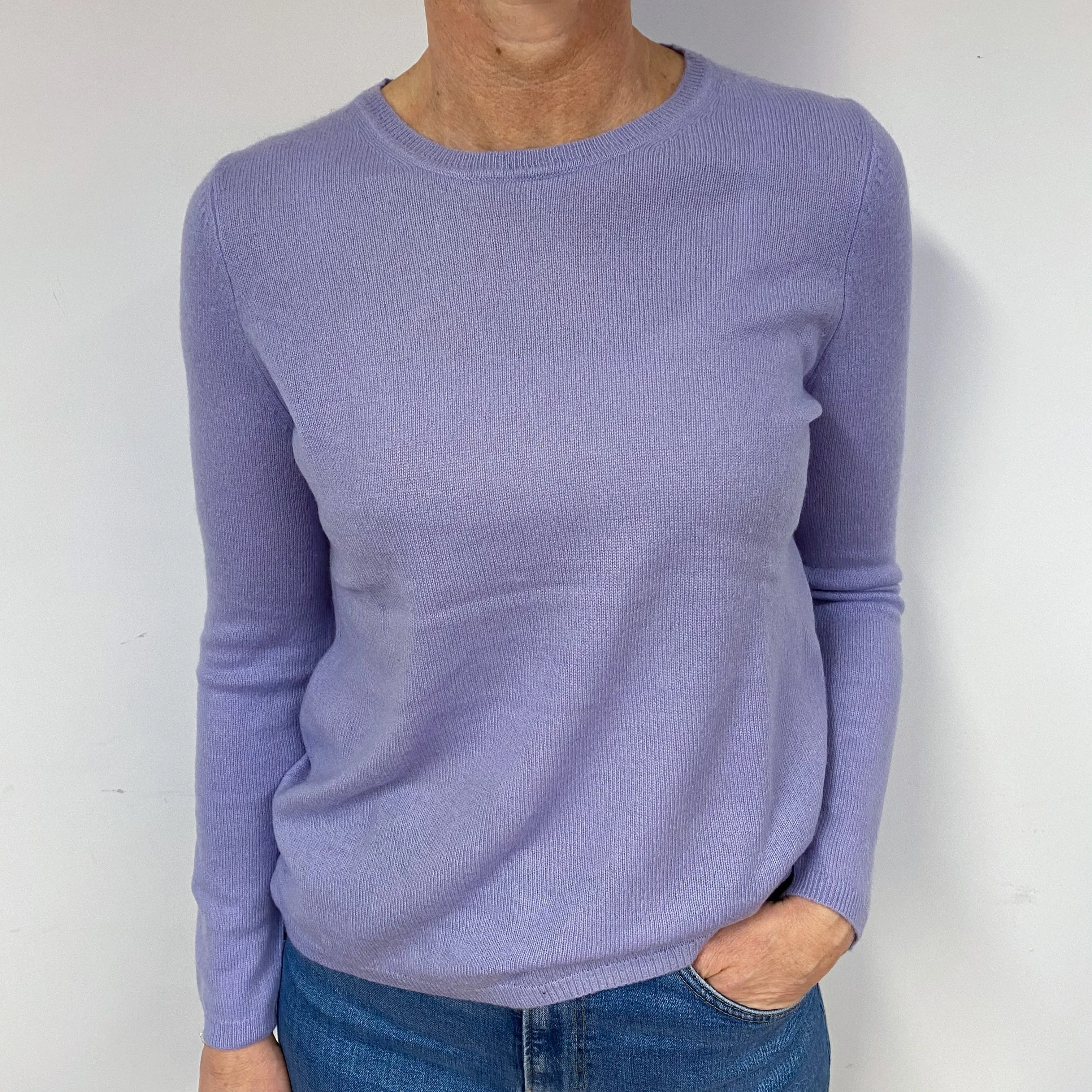 Lilac Cashmere Crew Neck Jumper Medium