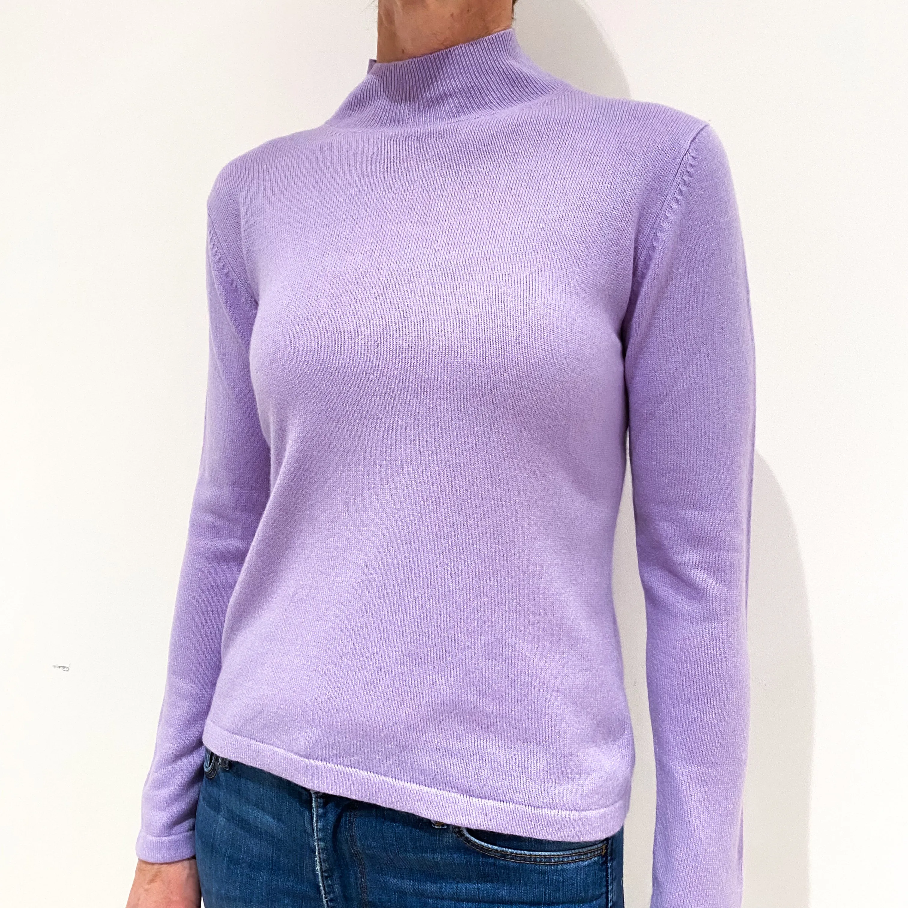 Lilac Cashmere Turtle Neck Jumper Small