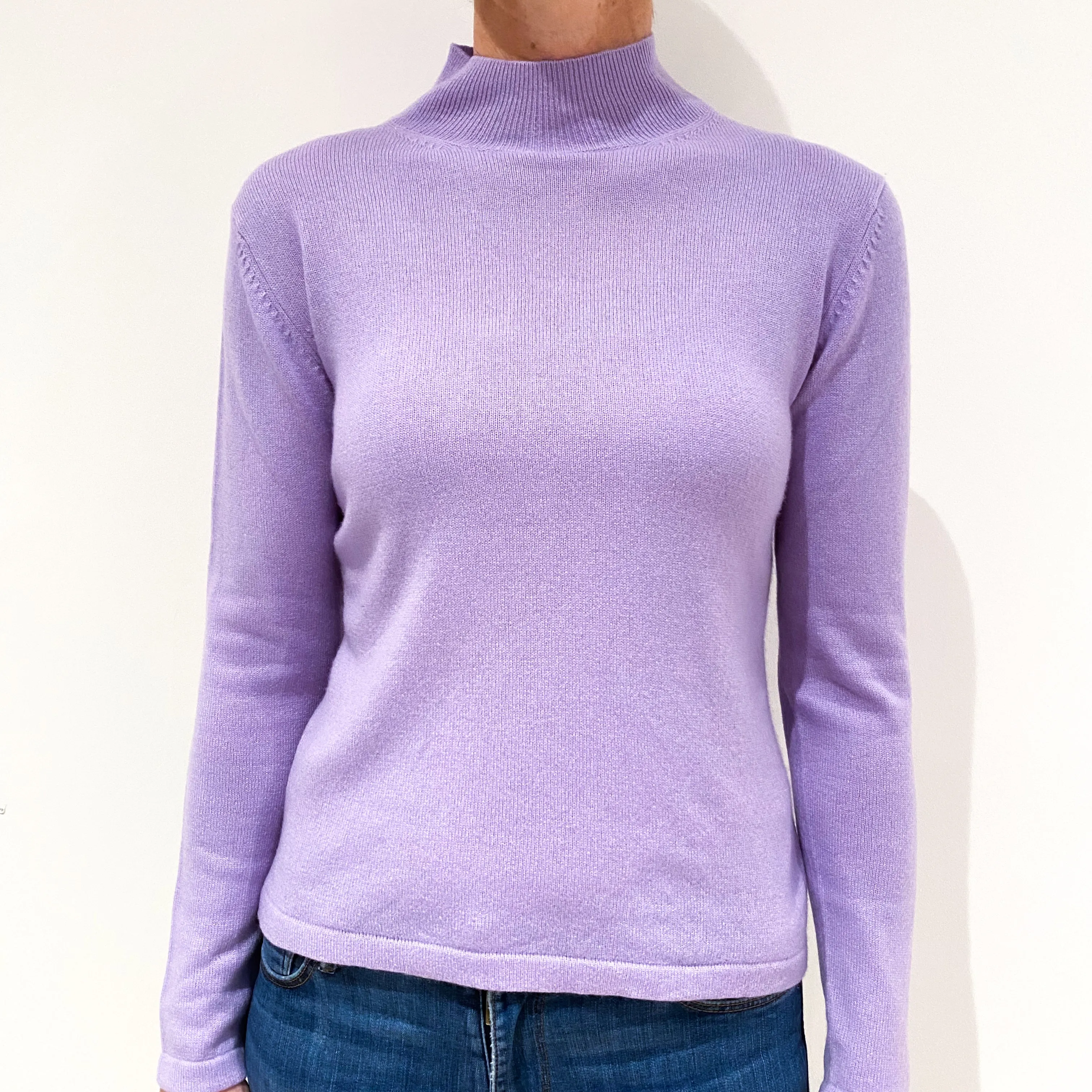 Lilac Cashmere Turtle Neck Jumper Small
