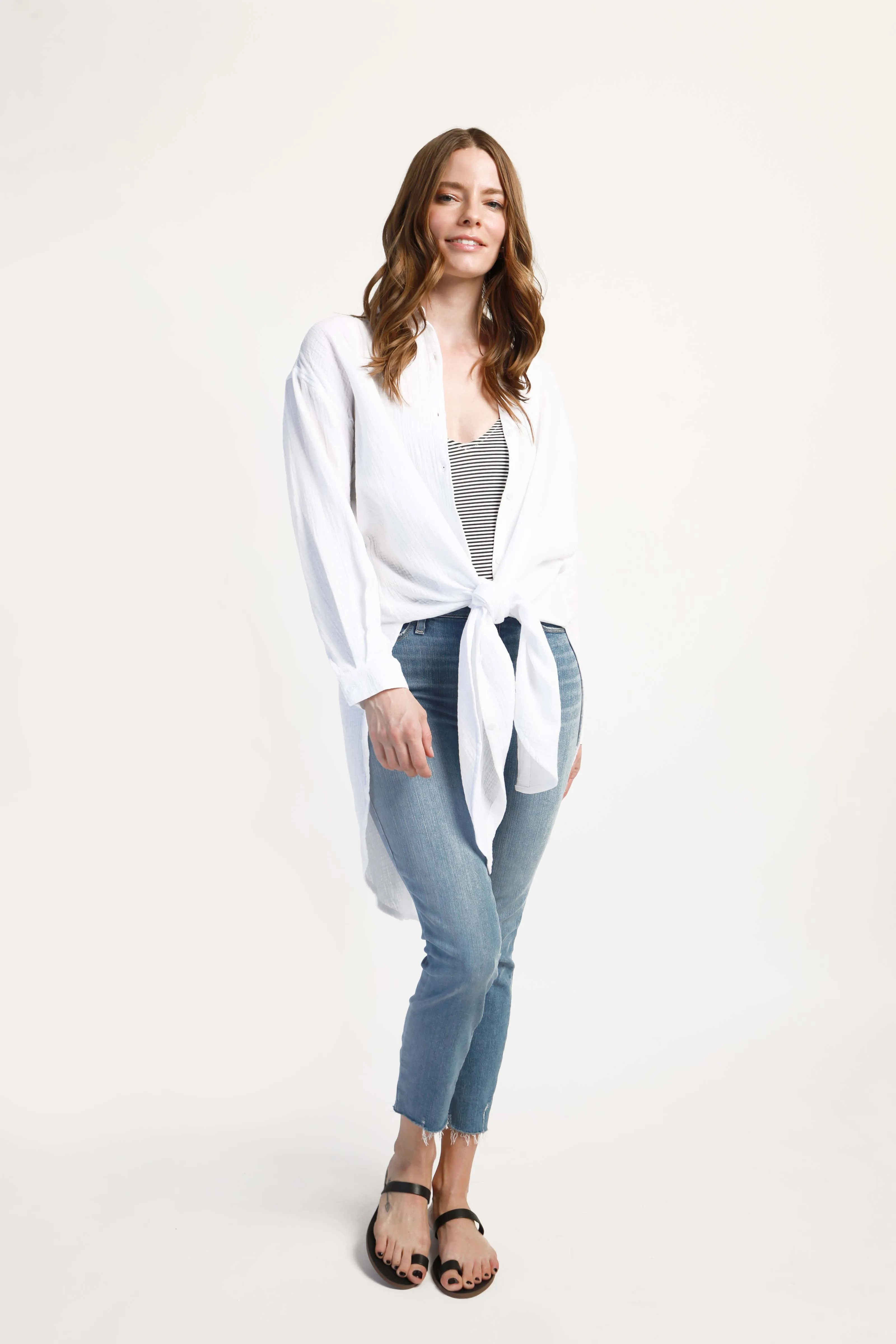 Long shirt dress - white