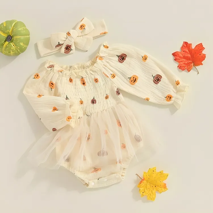Long Sleeve Halloween Baby Bodysuit Dress