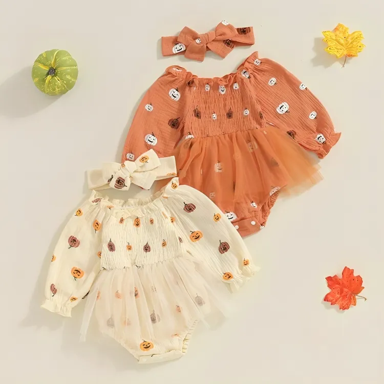 Long Sleeve Halloween Baby Bodysuit Dress