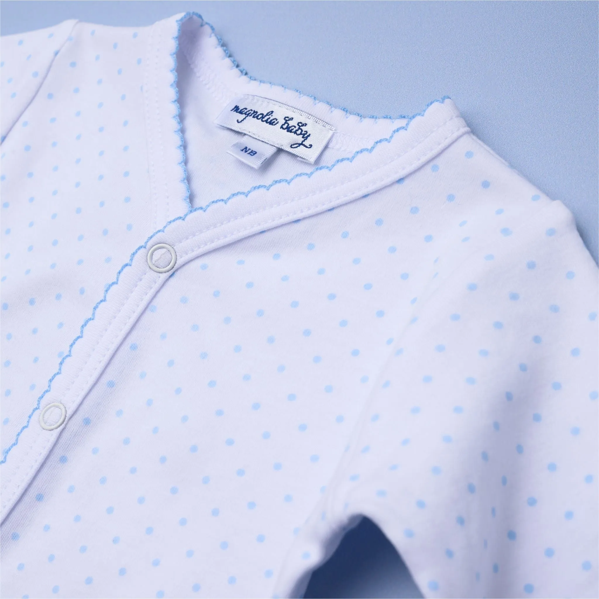 Mini Dots Front Snap Long Sleeve Bodysuit - Blue
