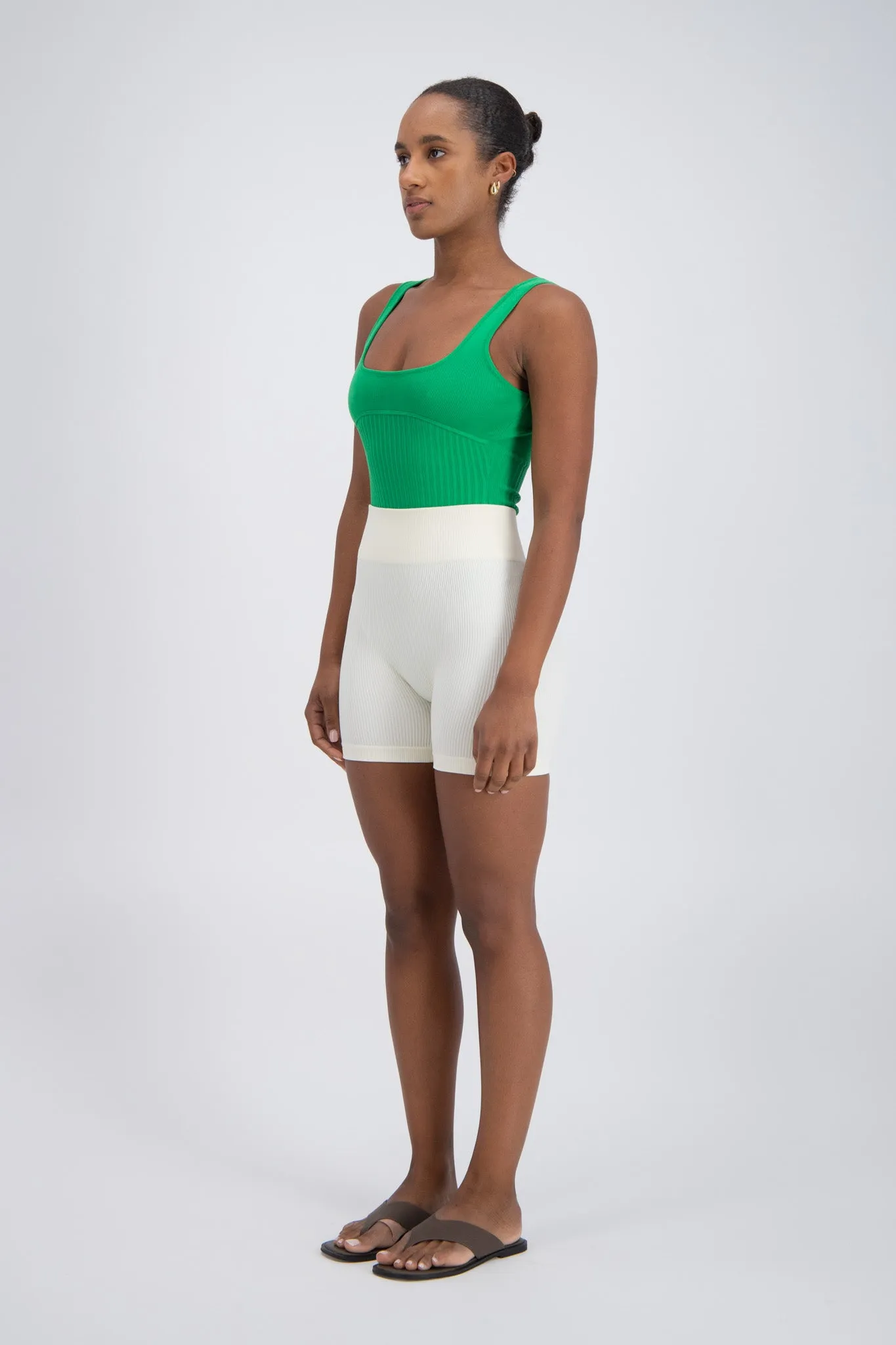 Minori Rib Knit Bodysuit Green