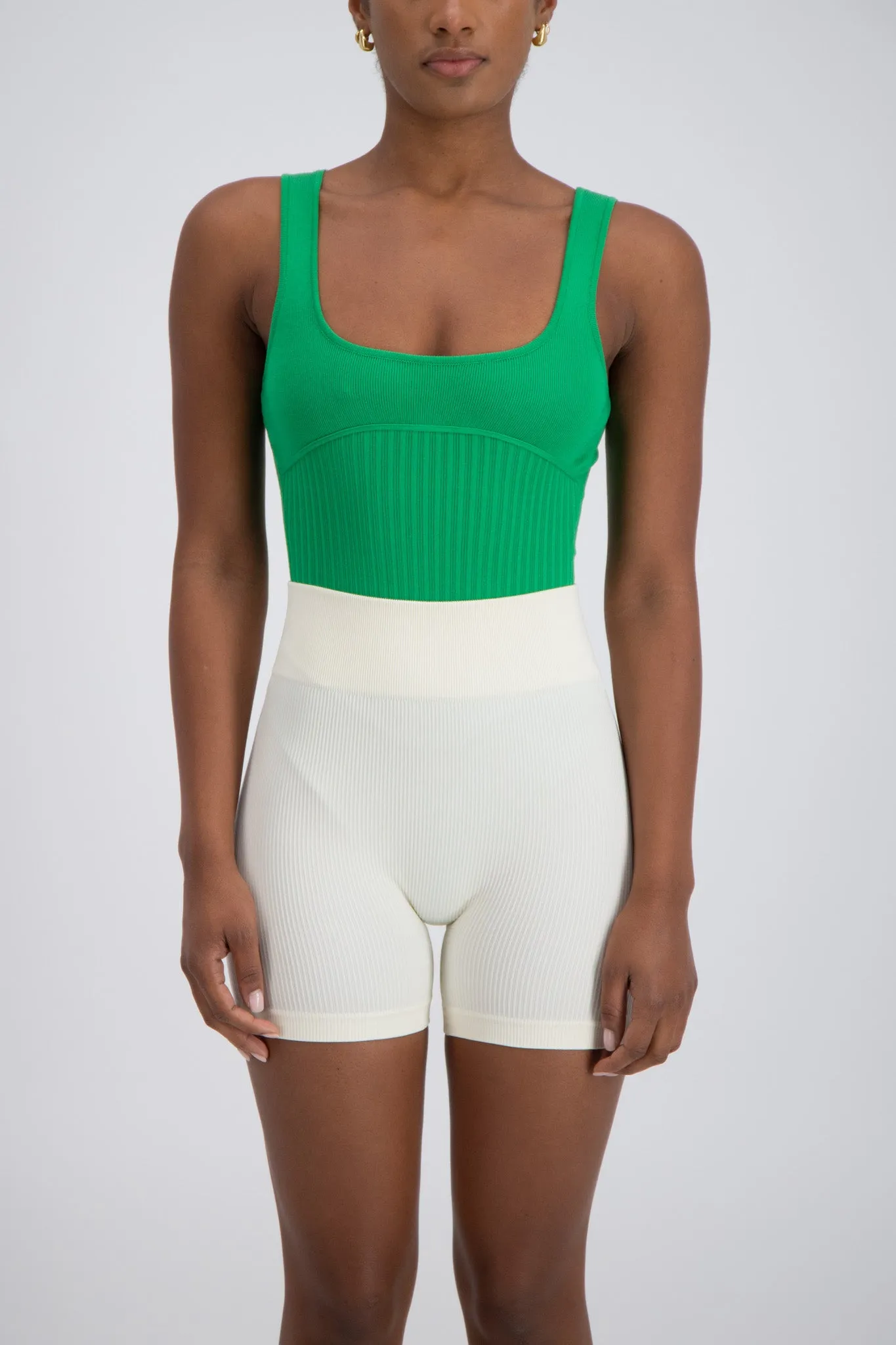Minori Rib Knit Bodysuit Green