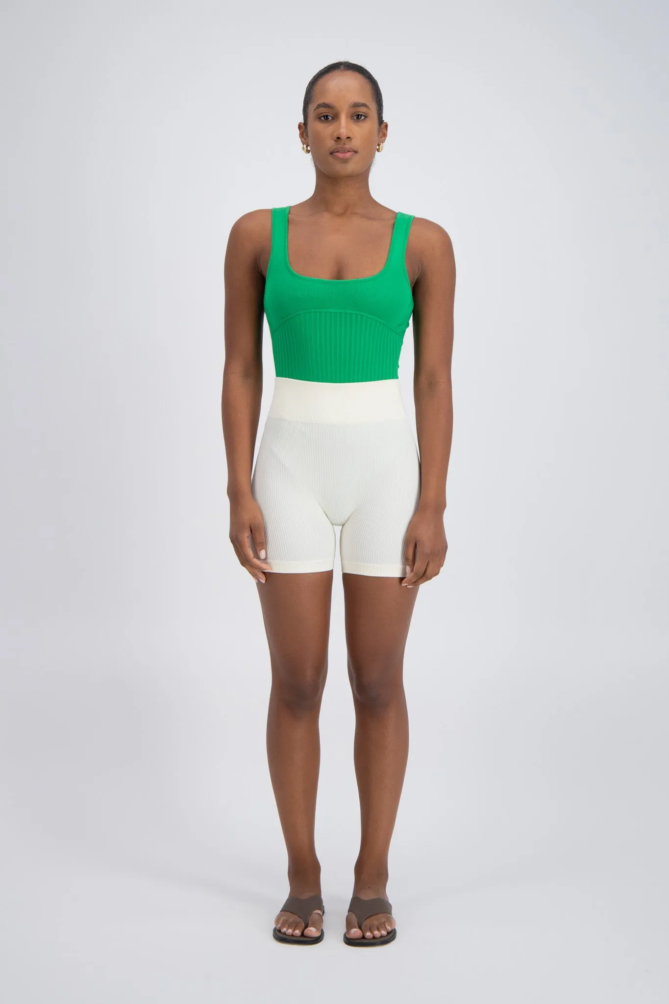 Minori Rib Knit Bodysuit Green