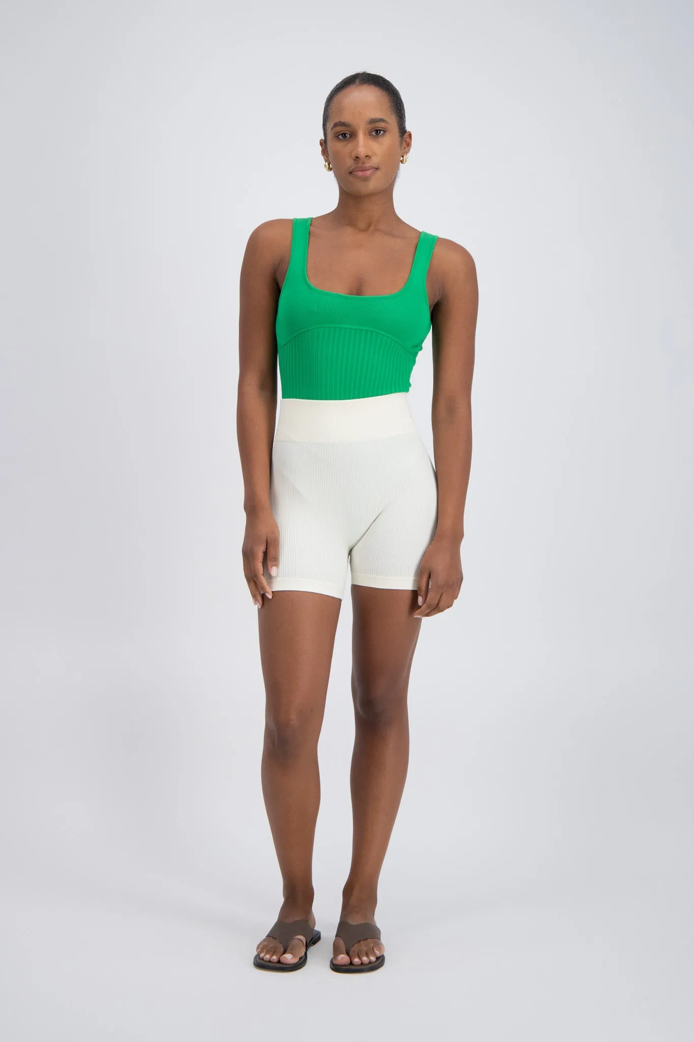 Minori Rib Knit Bodysuit Green