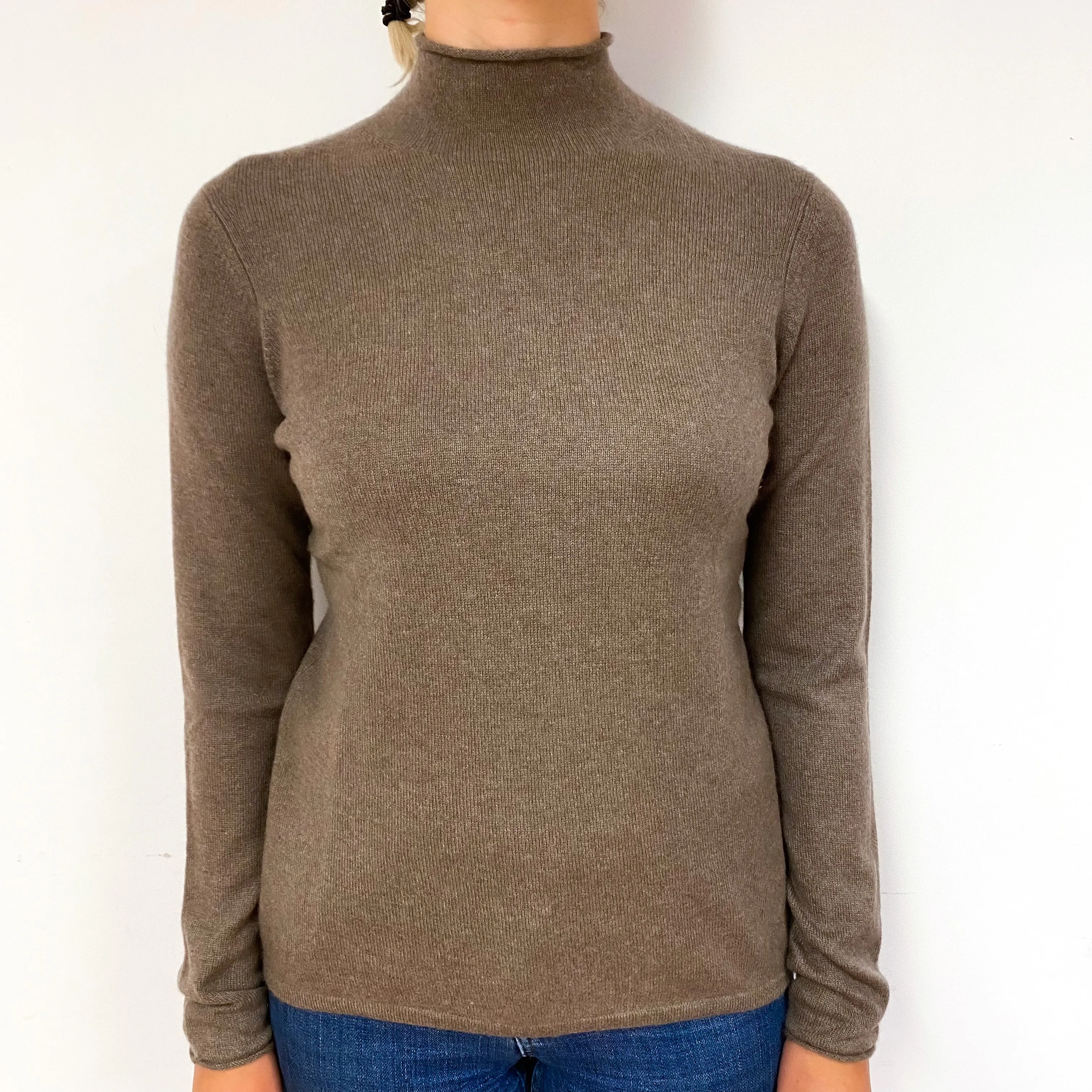 Mocha Brown Cashmere Turtle Neck Jumper Small