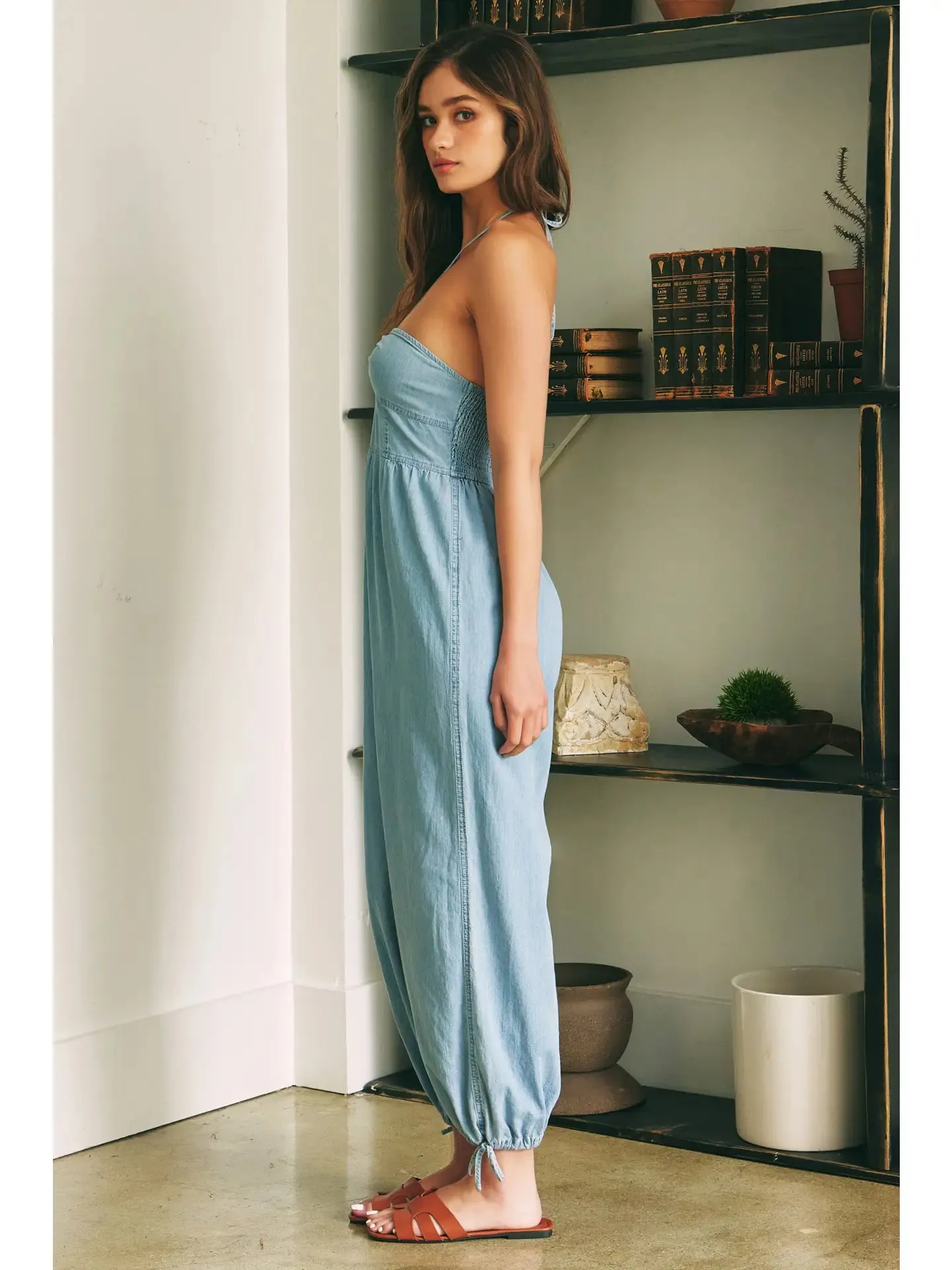 MS Denim Halter Neck Jumpsuit