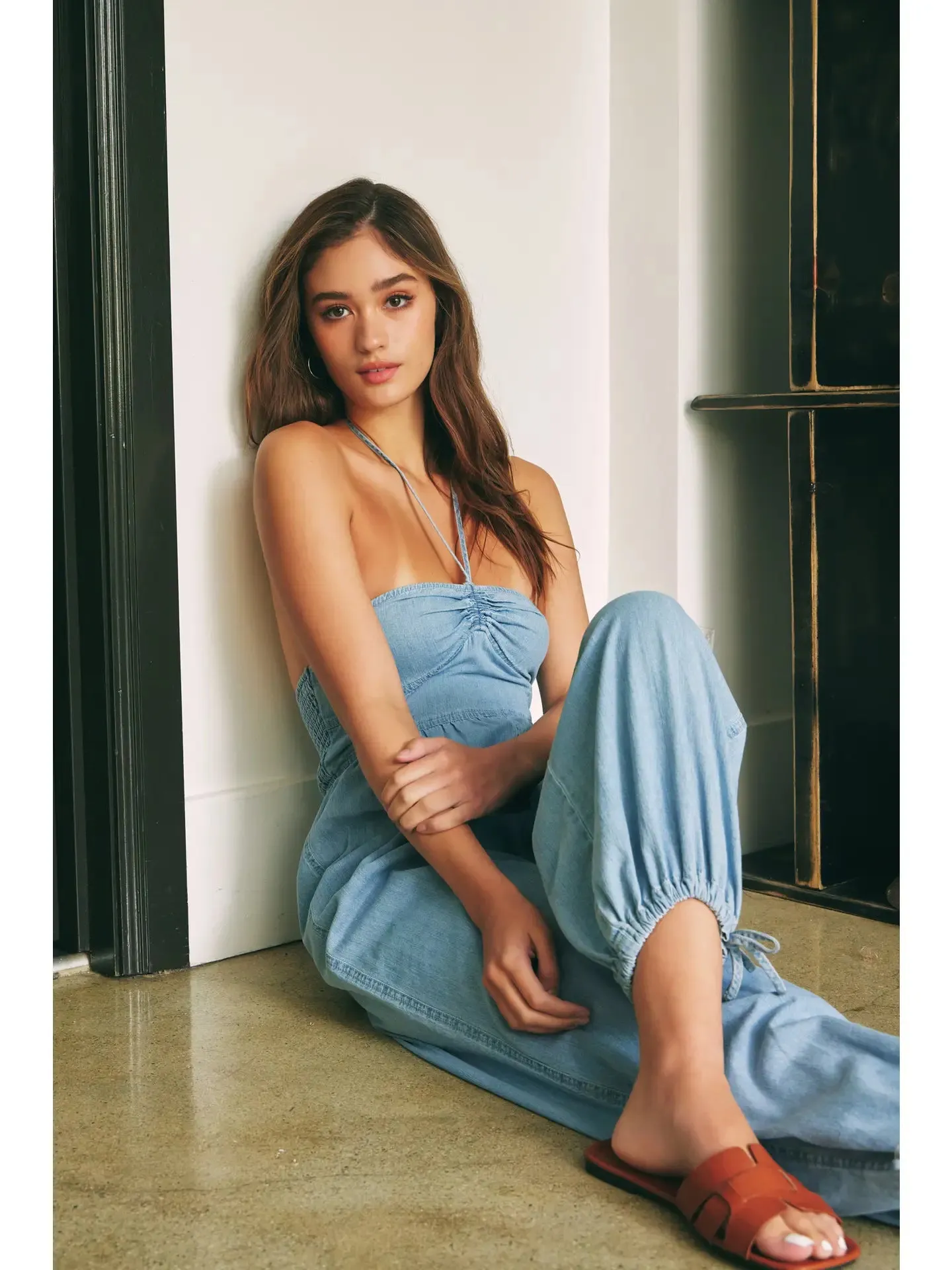 MS Denim Halter Neck Jumpsuit