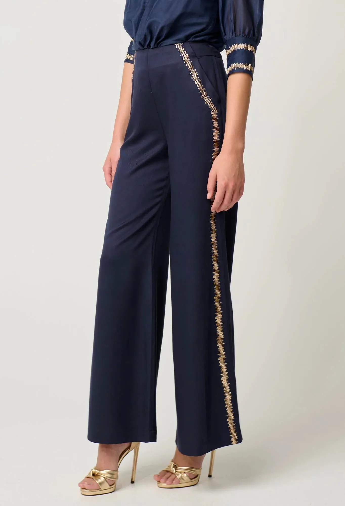 MUSTIQUE TENCEL EMBROIDERED PANT | Ink