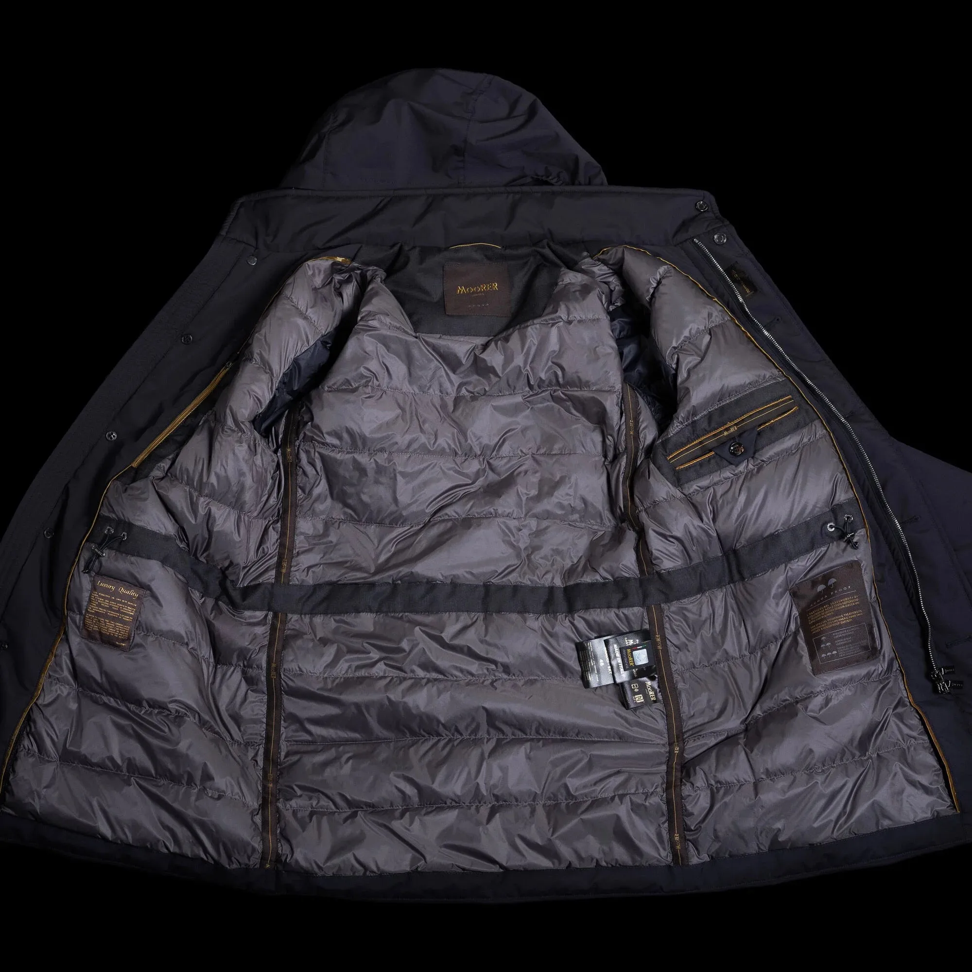 Navy Bracci Water Repellent Goose-Down Overcoat - MooRER