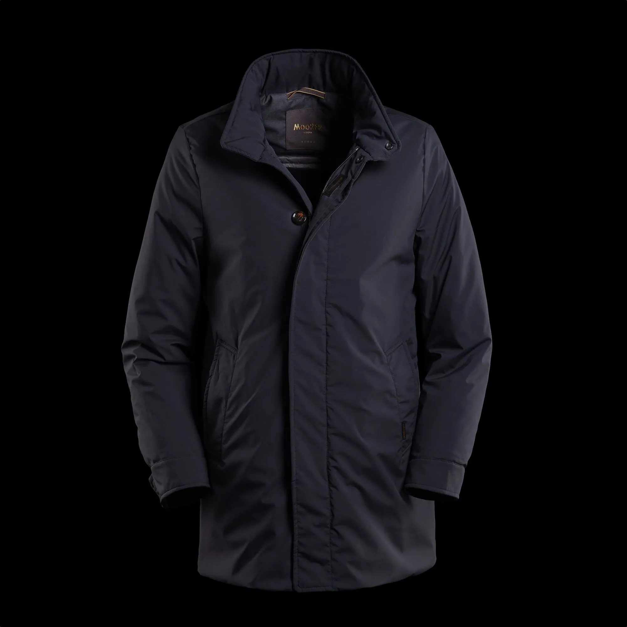 Navy Bracci Water Repellent Goose-Down Overcoat - MooRER