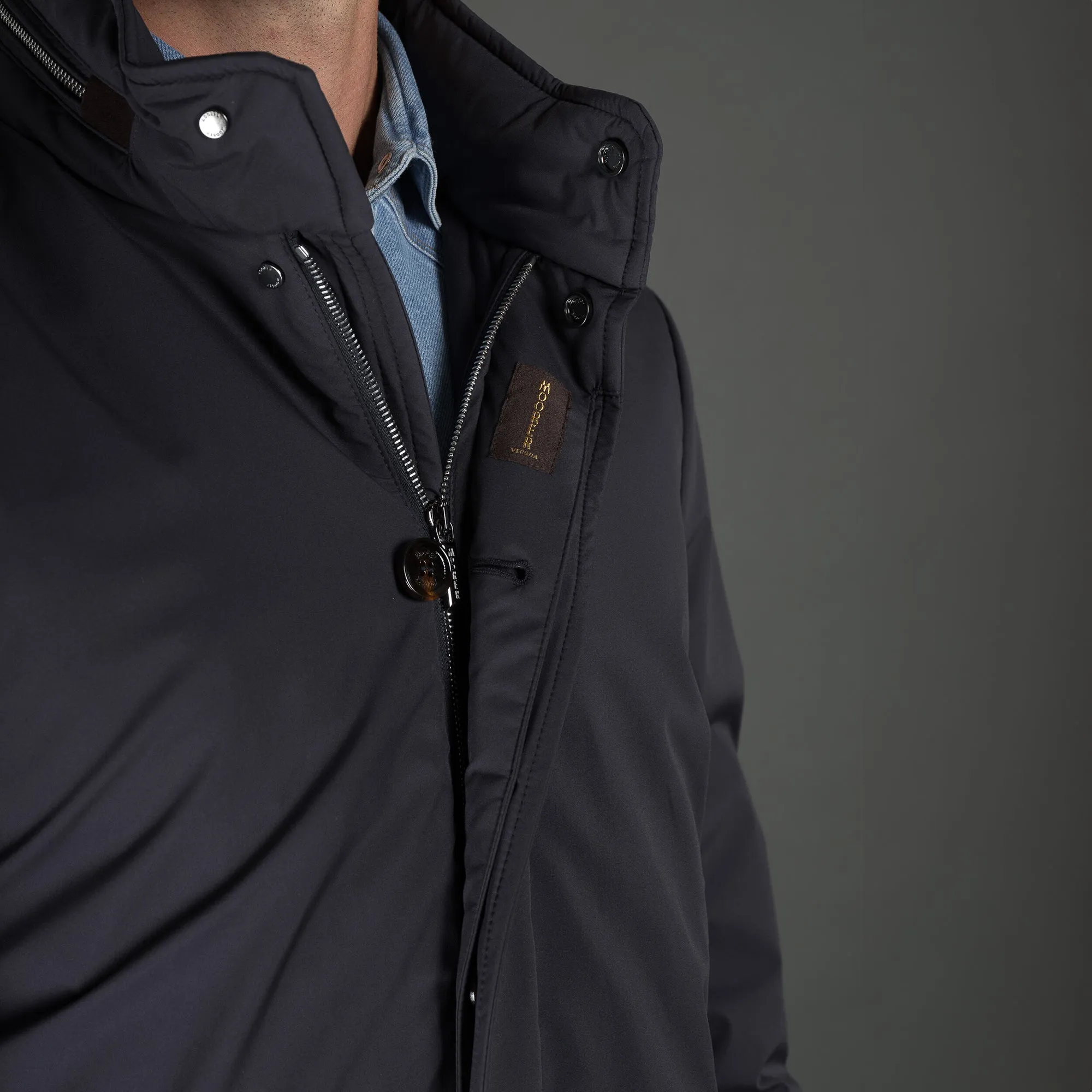 Navy Bracci Water Repellent Goose-Down Overcoat - MooRER