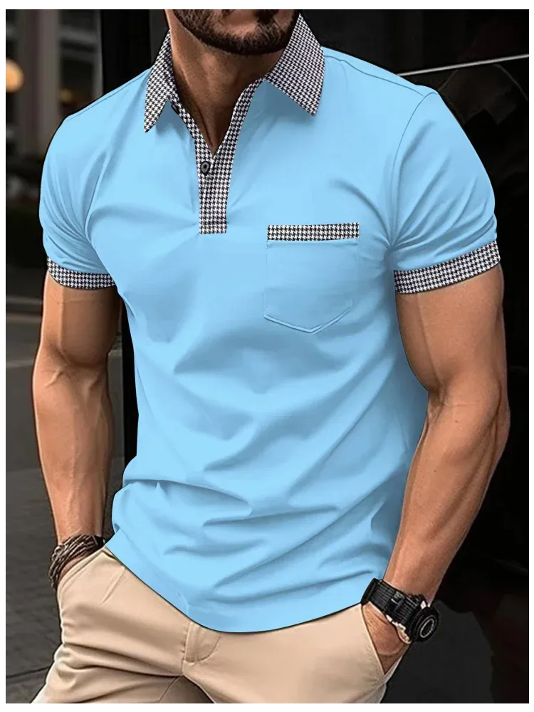 New Men's Short-Sleeved Polo Shirt-Summer Stand Collar T Shirt