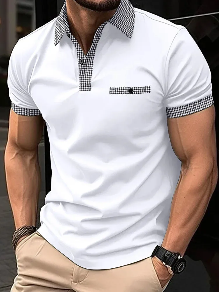 New Men's Short-Sleeved Polo Shirt-Summer Stand Collar T Shirt