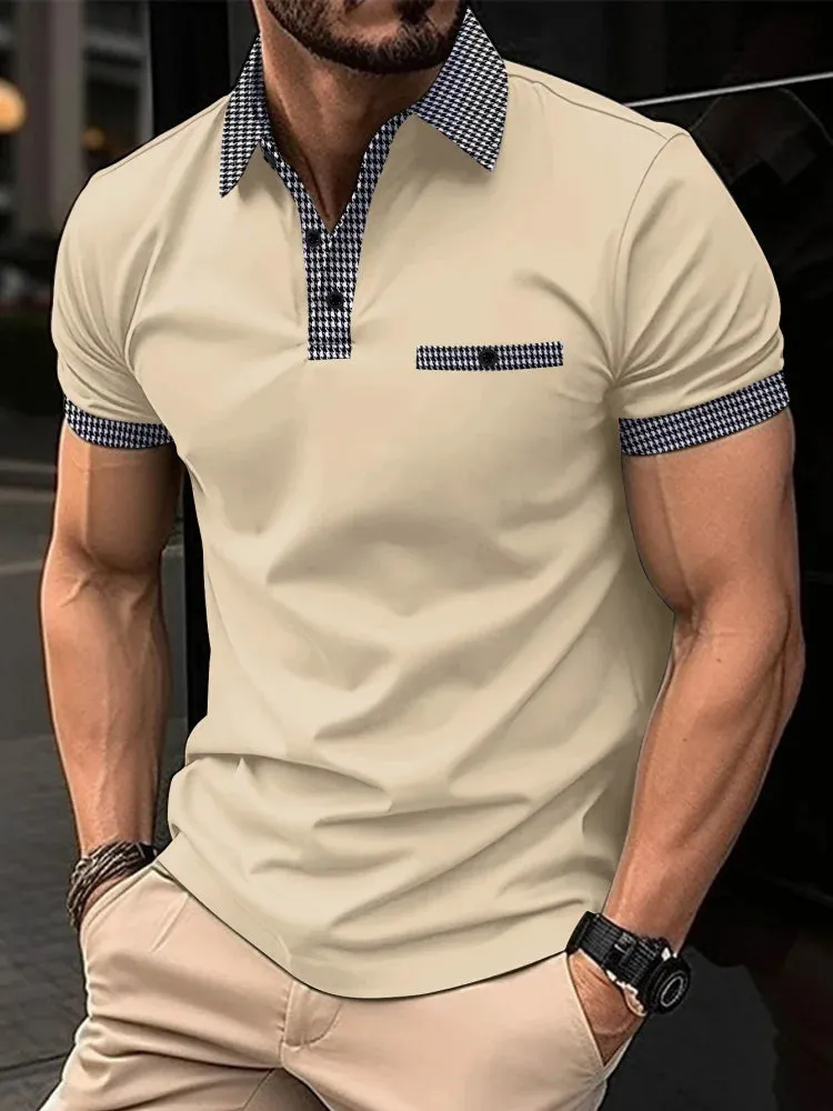 New Men's Short-Sleeved Polo Shirt-Summer Stand Collar T Shirt