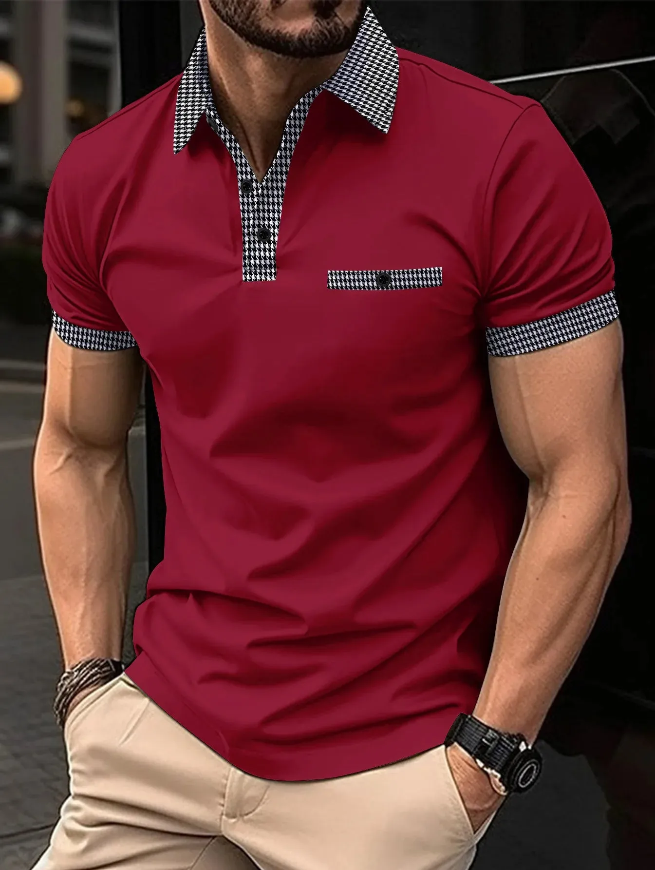 New Men's Short-Sleeved Polo Shirt-Summer Stand Collar T Shirt
