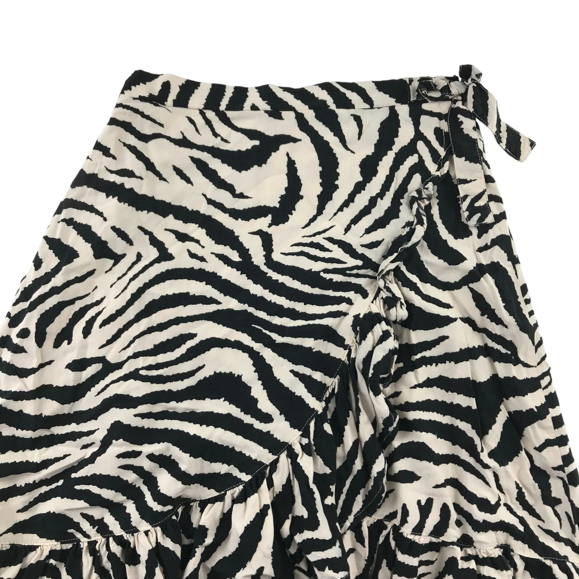 Next Skirt Age 9 Black and Cream Zebra Stripes Pattern Midi Style
