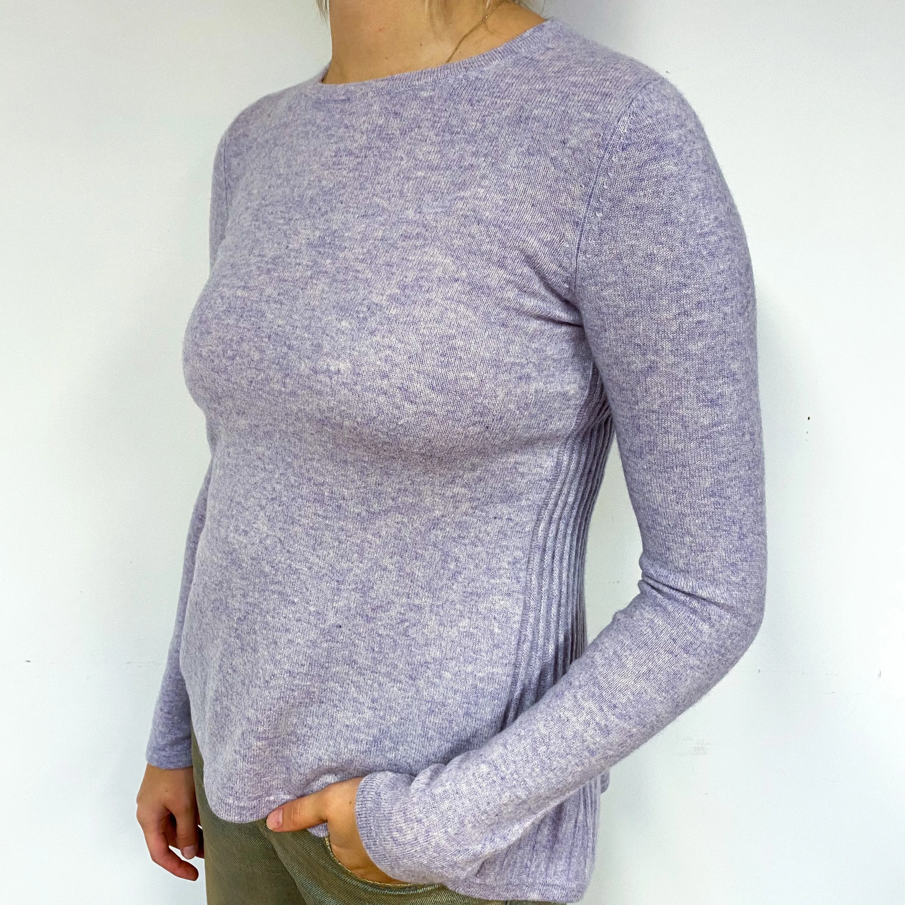 Pale Purple Marl Cashmere Crew Neck Jumper Small