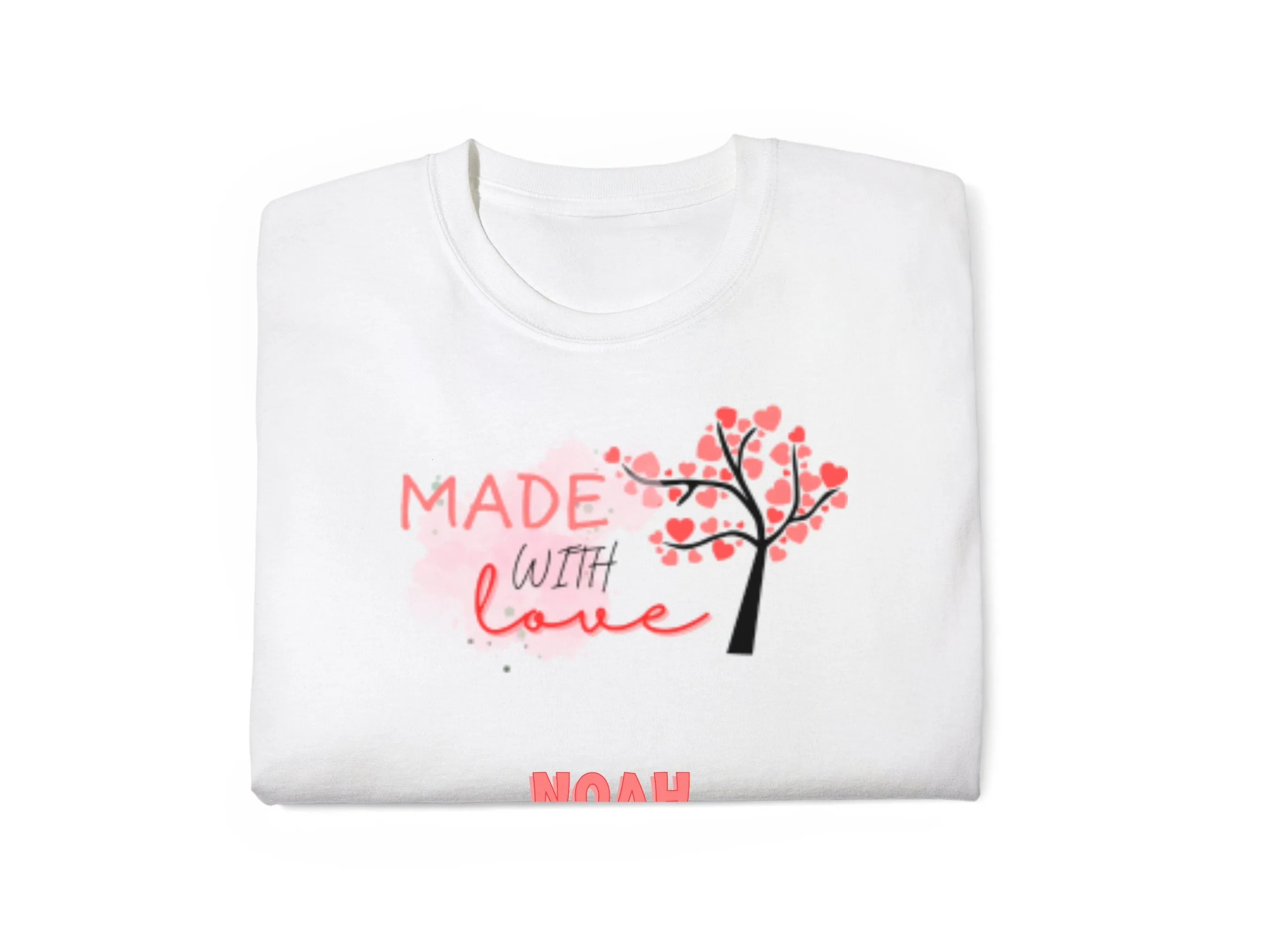 Personalized Name Bodysuit with Made with Love Text for Baby Boys