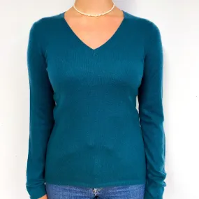 Pine Green Cashmere V-Neck Jumper Small