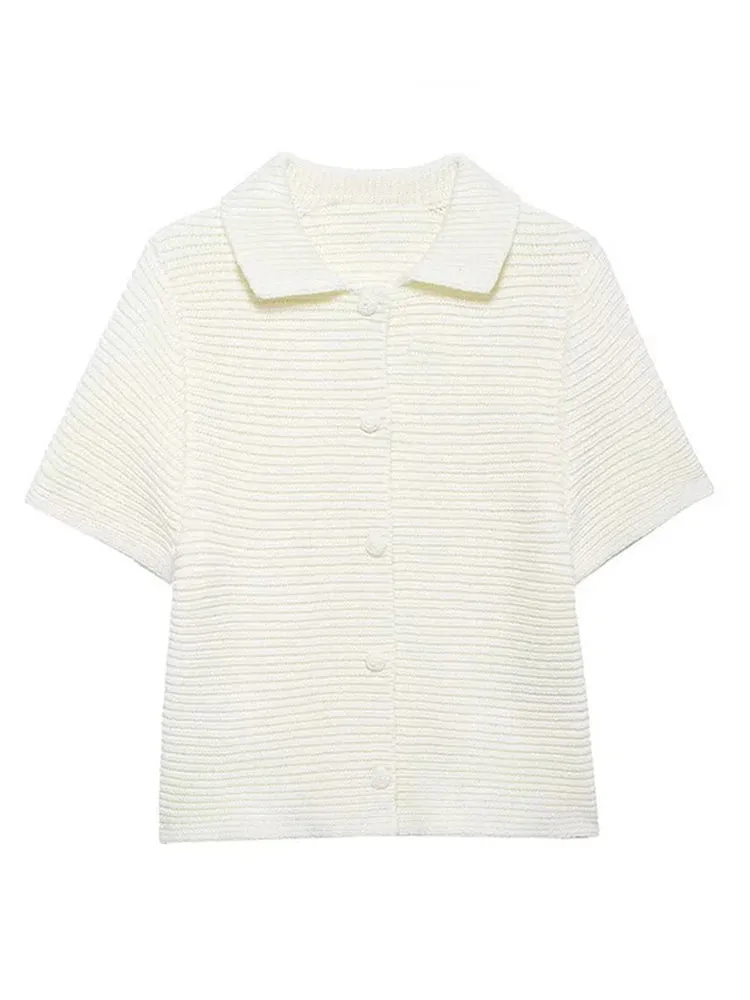 Pre Order:  Casual Doll Collar Button Up Top