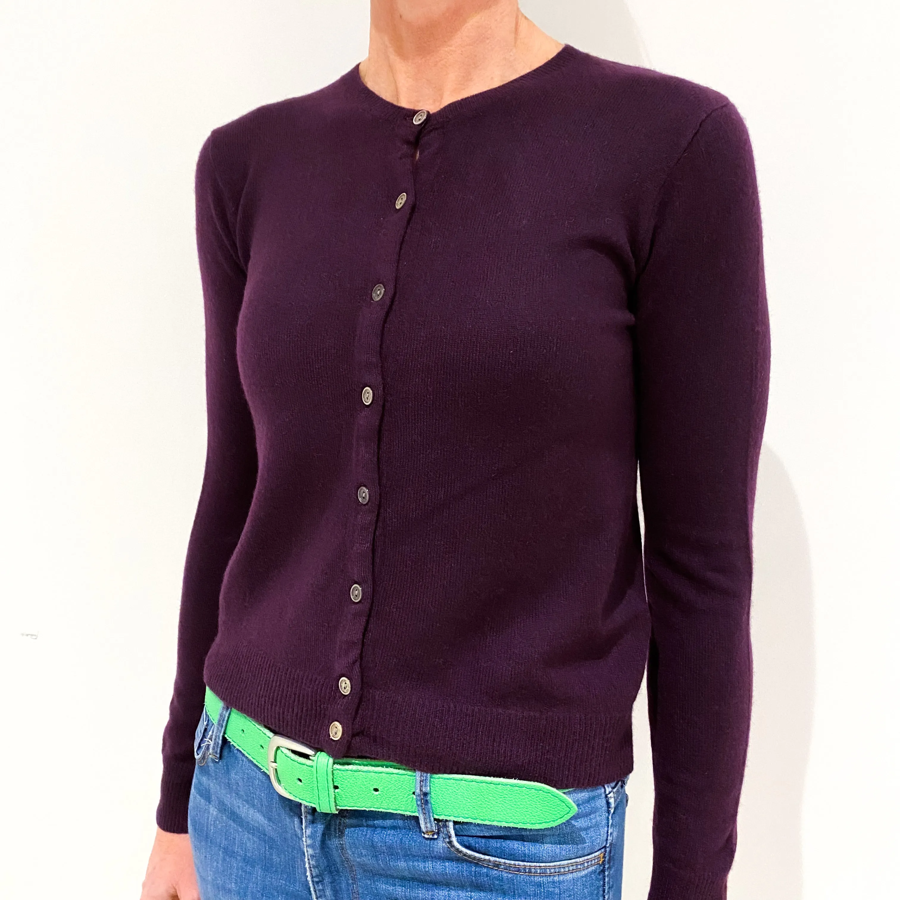 Ralph Lauren Aubergine Purple Cashmere Cardigan Small