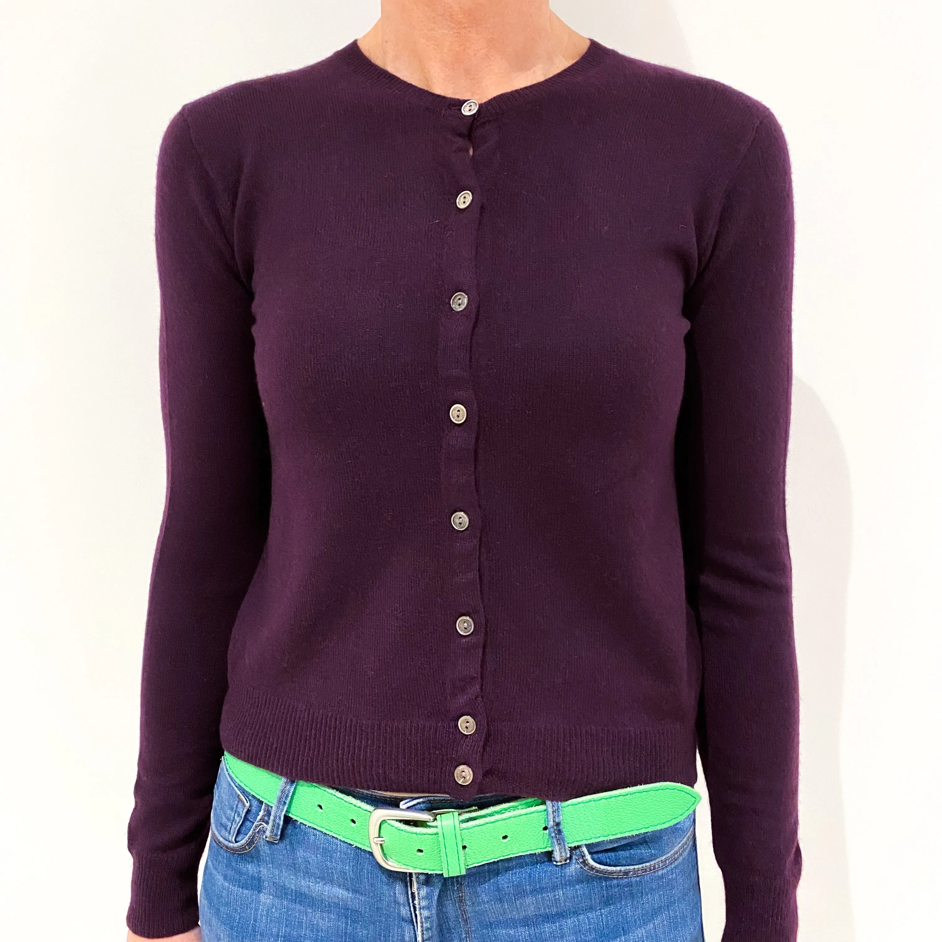 Ralph Lauren Aubergine Purple Cashmere Cardigan Small