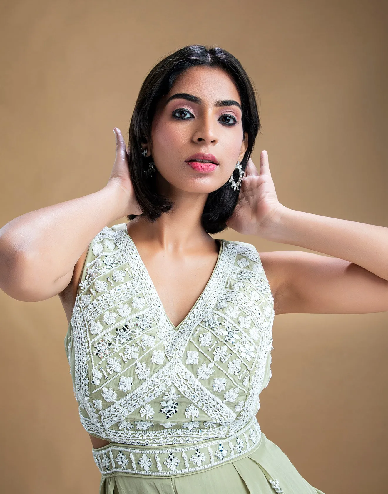Sage Green Embellished Jumpsuit