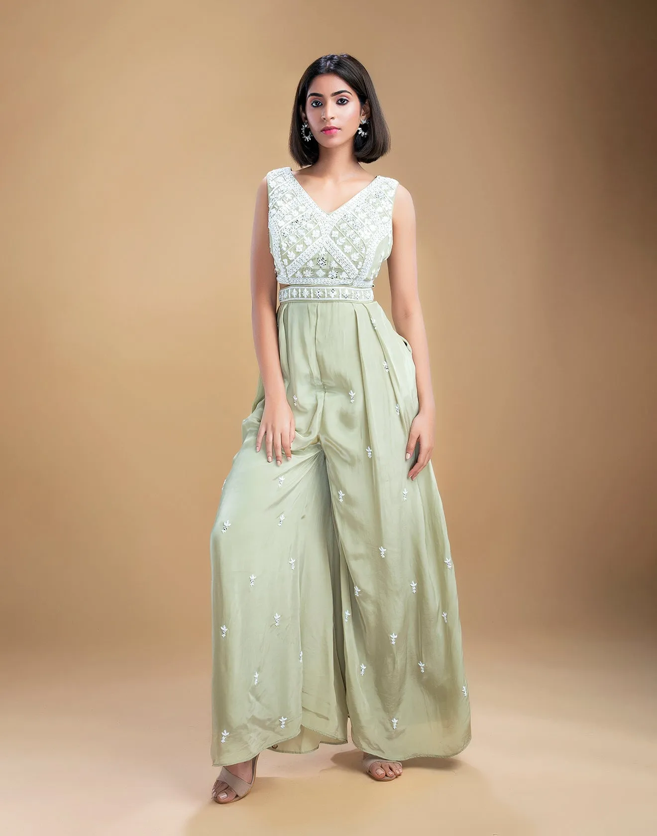 Sage Green Embellished Jumpsuit