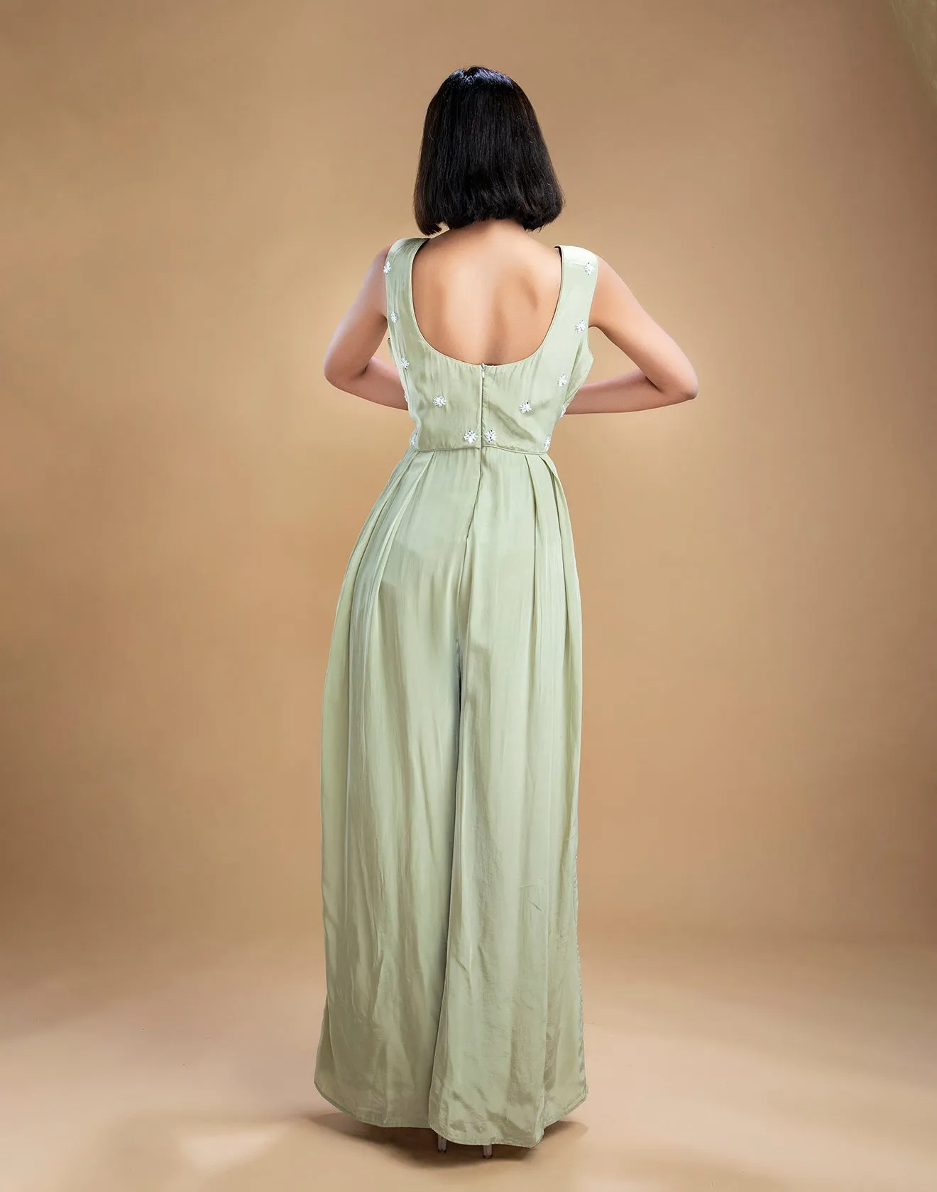 Sage Green Embellished Jumpsuit