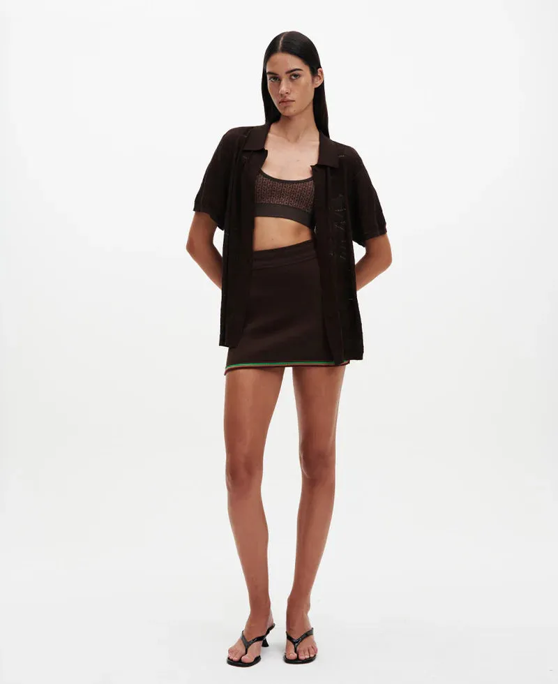 SEDA SILK CHECK SHIRT - CHOCOLATE