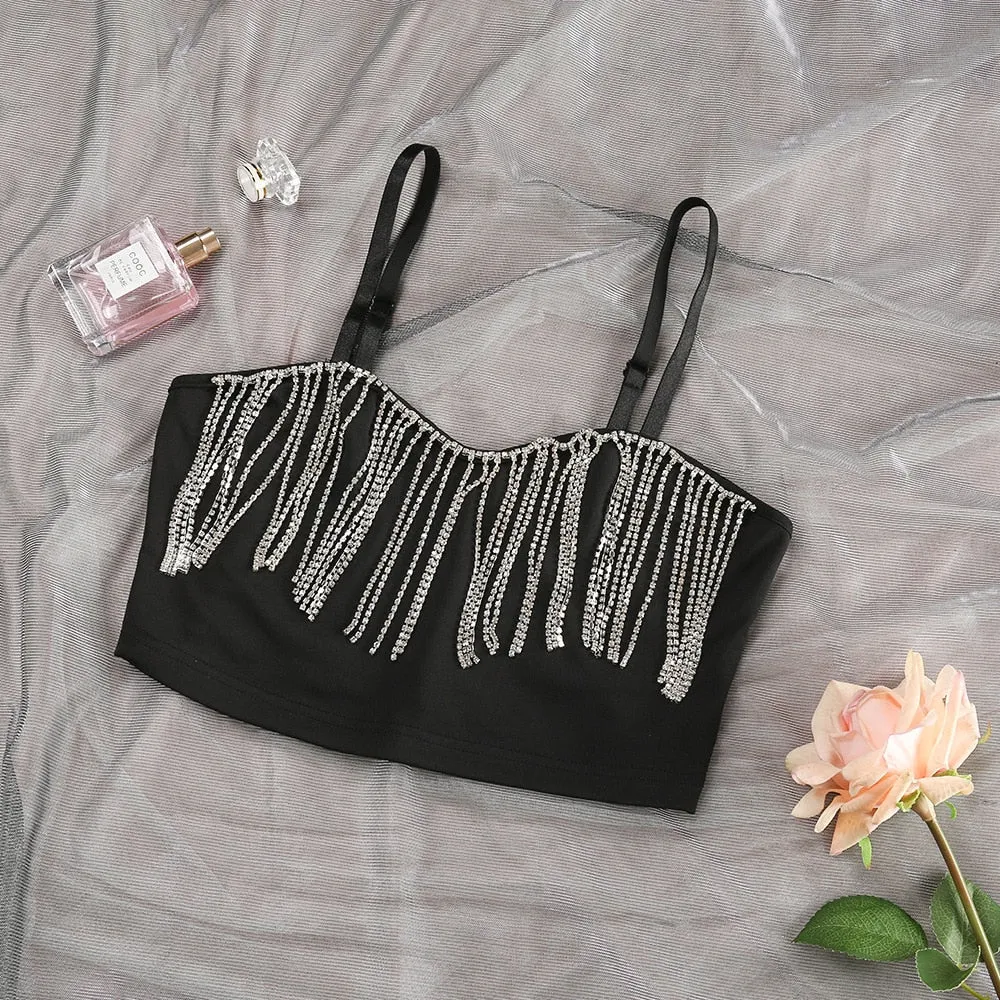 Selene Glitter Tassels Bustier Top
