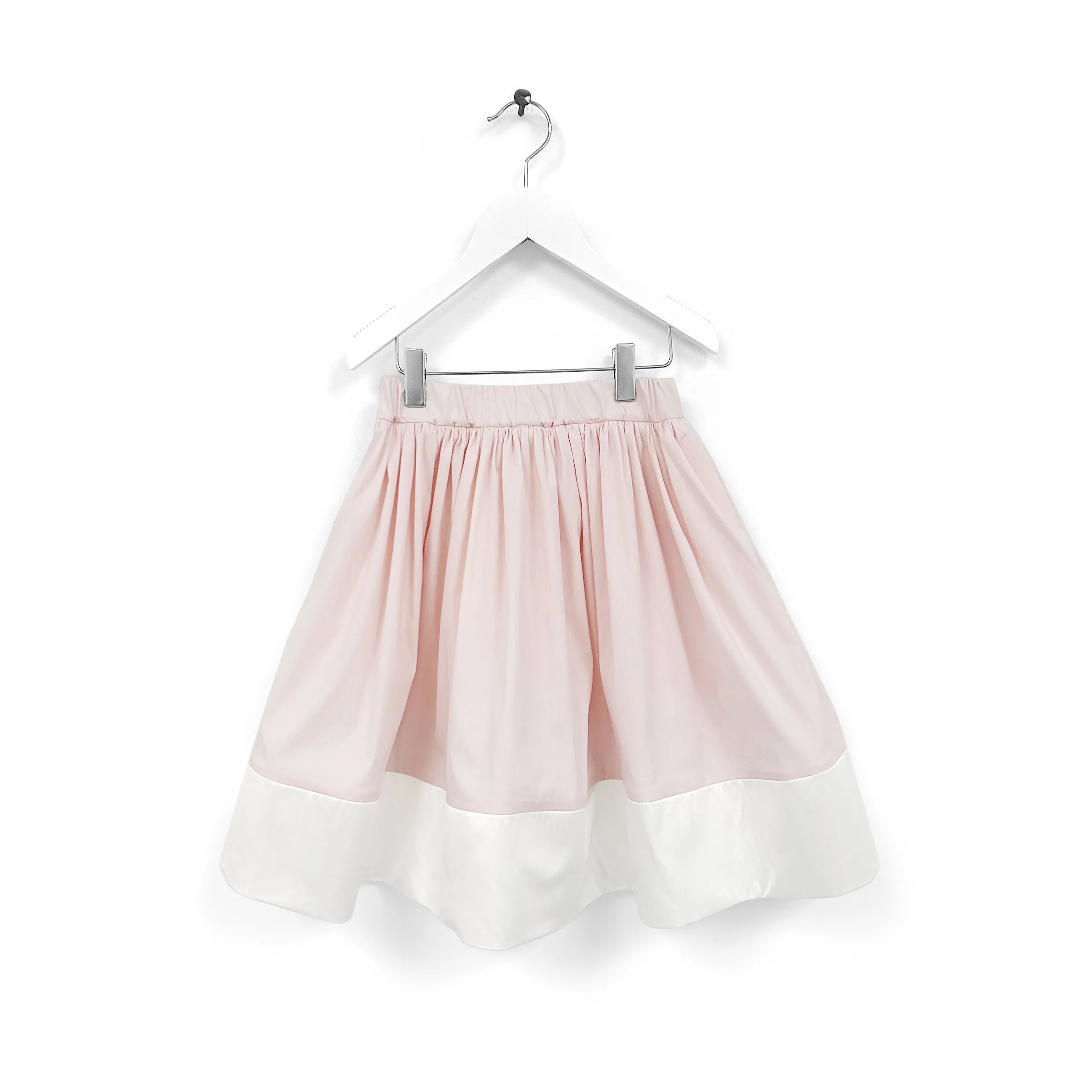 skirt midi with contrast satin hem - pink