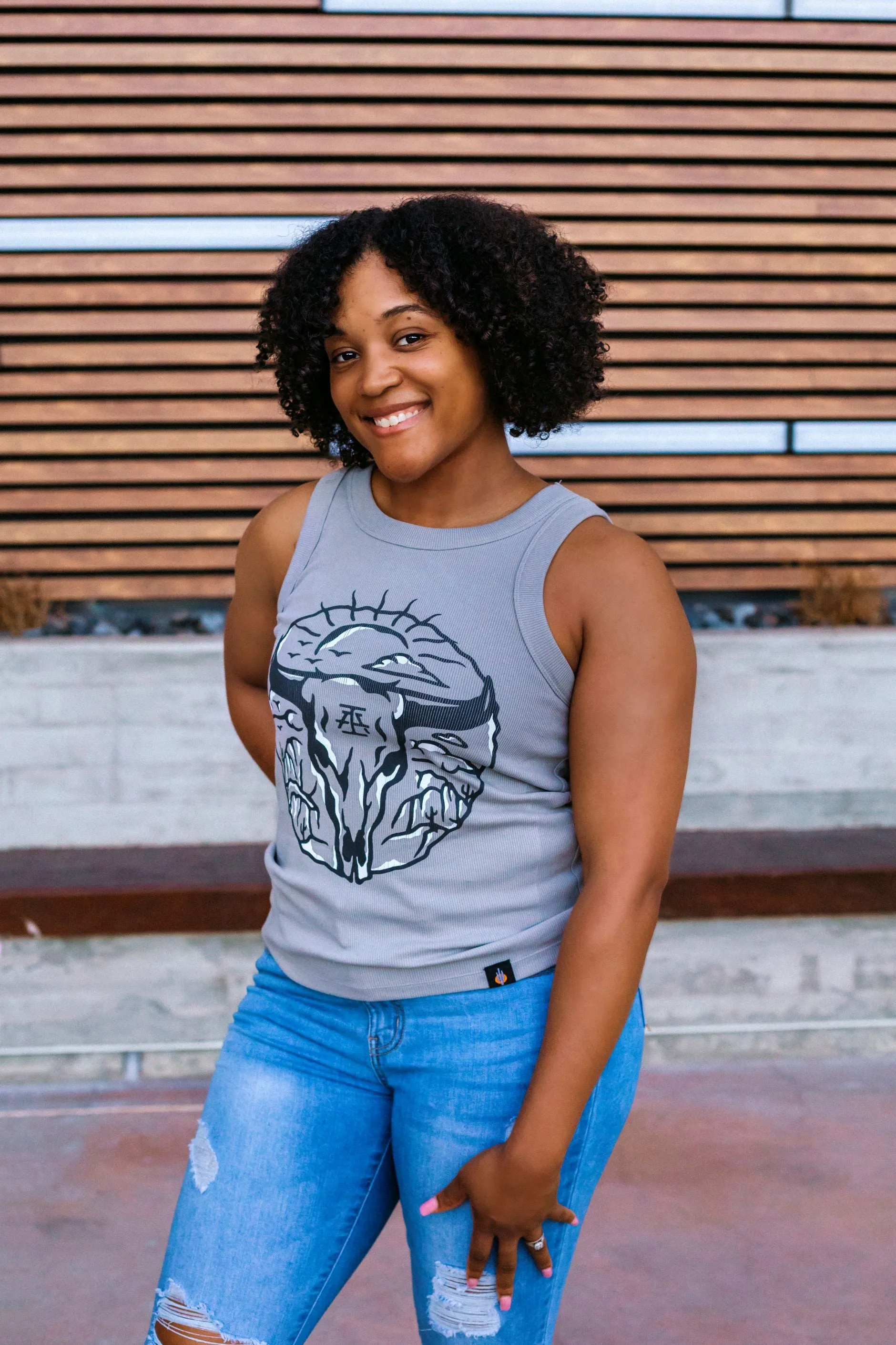 Skull Mountain Organic Rib Ladies Tank