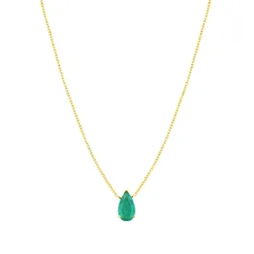 Solitaire Pear Shaped Emerald Necklace