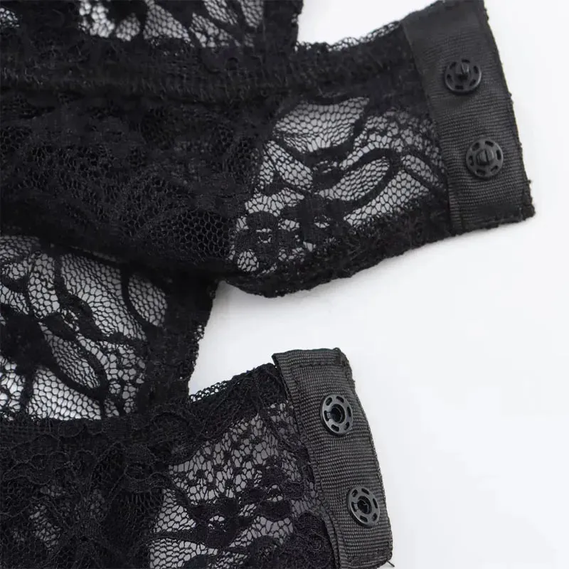 Sultry Sheer Lace Long Sleeve Bodysuit