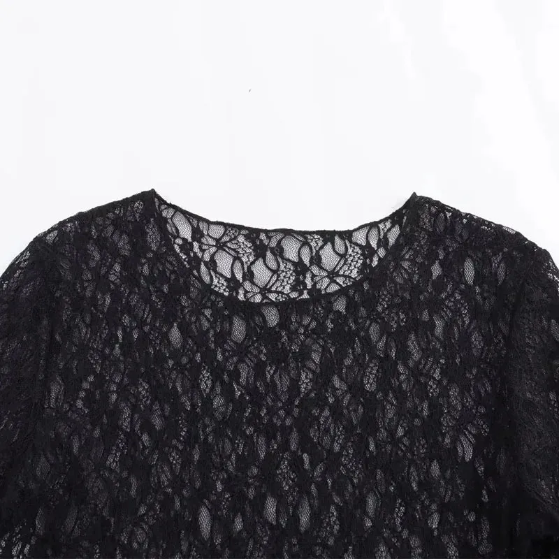 Sultry Sheer Lace Long Sleeve Bodysuit
