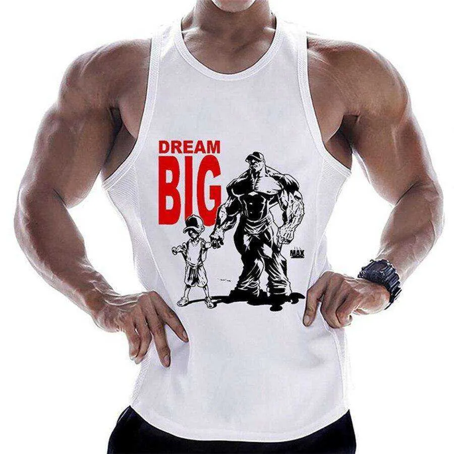 Summer Men Cotton Casual Printed Bodybuilding  Gym Fitness Workout Sleeveless Shirt