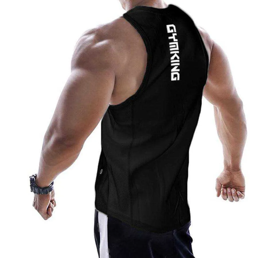 Summer Men Cotton Casual Printed Bodybuilding  Gym Fitness Workout Sleeveless Shirt