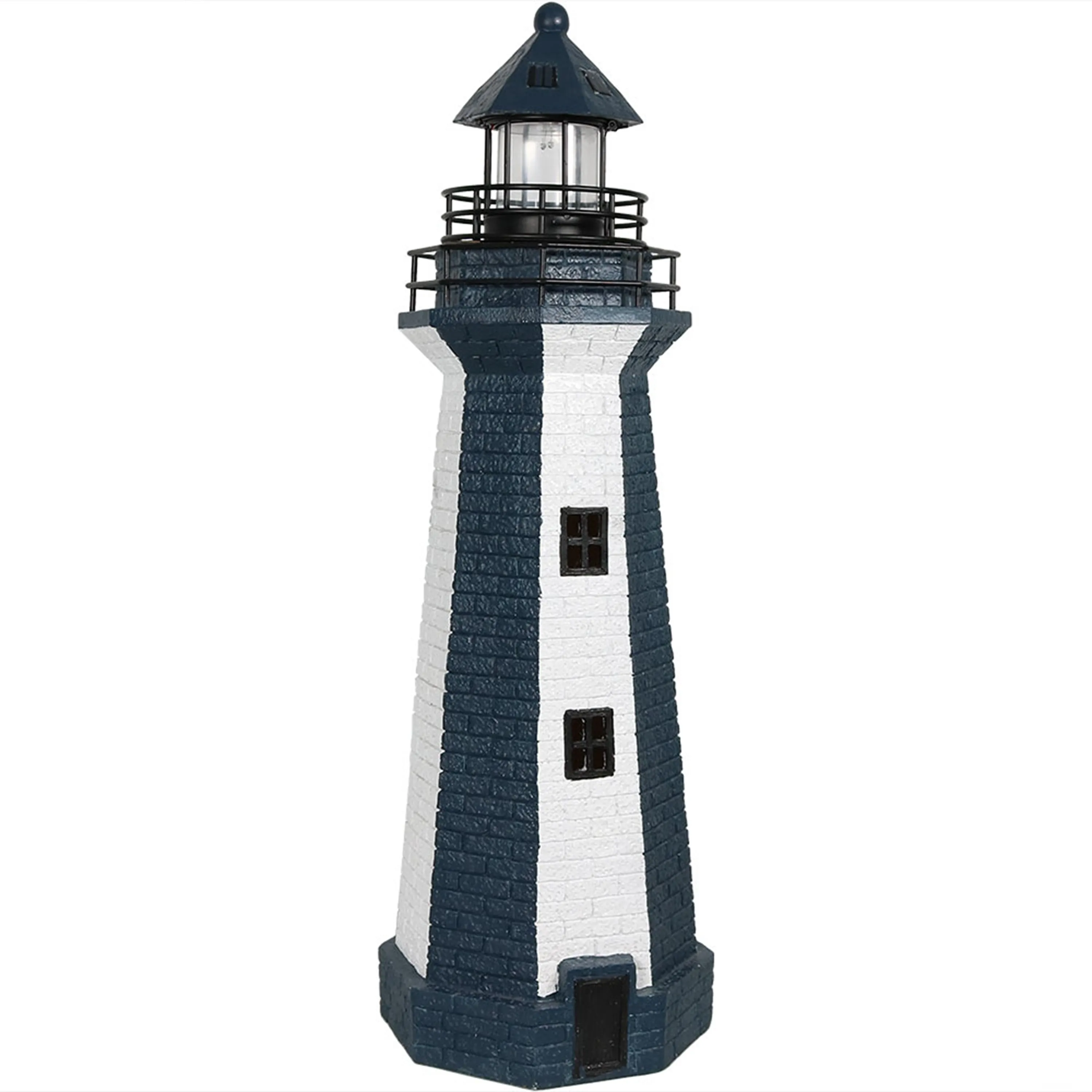 Sunnydaze Solar Striped LED Lighthouse Outdoor Decor - 36"