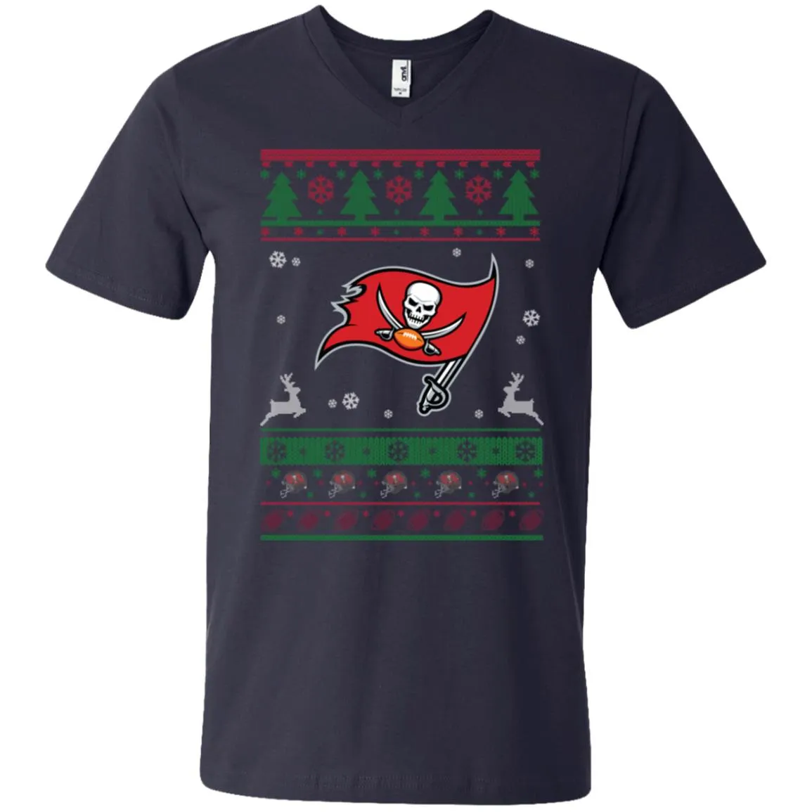 Tampa Bay Buccaneers Logo Football Teams Ugly Christmas Sweater Men V-Neck T-Shirt